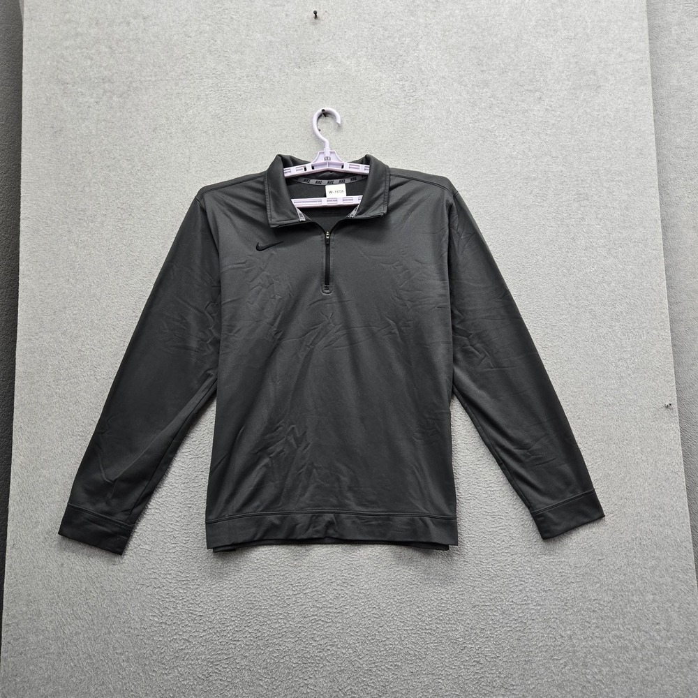Nike Men Sweatshirt L Black Quarter Zip Pullover Fleece Dri-Fit